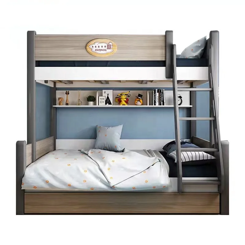 Modern Girls Child Queen Size Luxury Solid Furniture Double Wood Murphy Bunk Beds Children For Kids With Storage