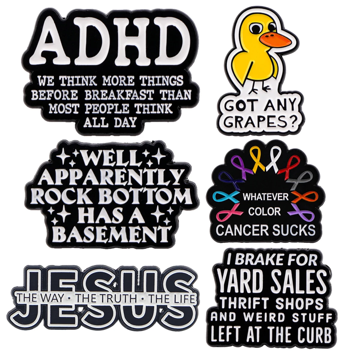 

Duck Pink Ribbon Quotes Enamel Brooches Lapel Pin Badge On Backpack Clothes Decoration Fashion Jewelry Gifts For Friends