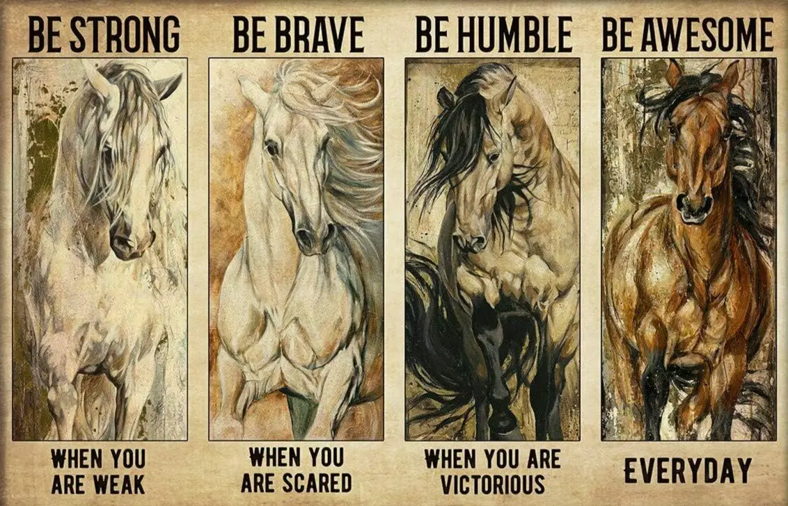 Horse Lovers Gift, Be Strong Be Brave Be Humble Be Badass Metal Sign 12x8--Tin Sign