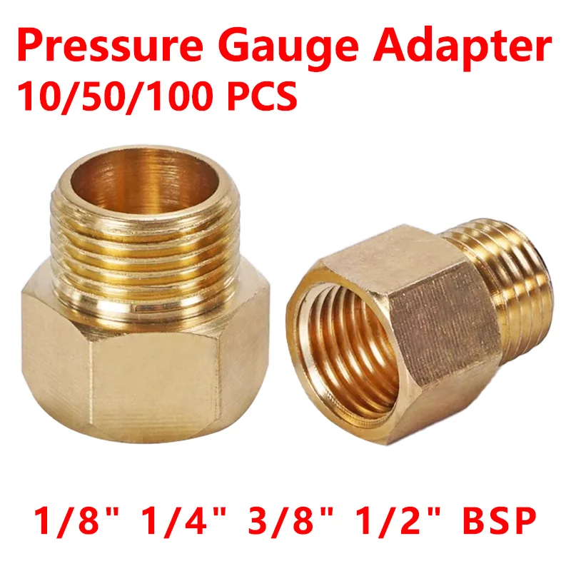 

10Pcs Male To Female Pressure Gauge Conversion Copper Joint Brass Fitting Quick Coupler Adapter 1/8" 1/4" 3/8" 1/2"