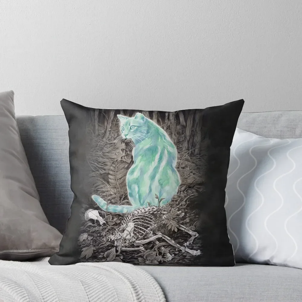

Ghost Cat Prowls Forever Throw Pillow Sofa Covers For Living Room Cushions For Children autumn pillowcase pillow