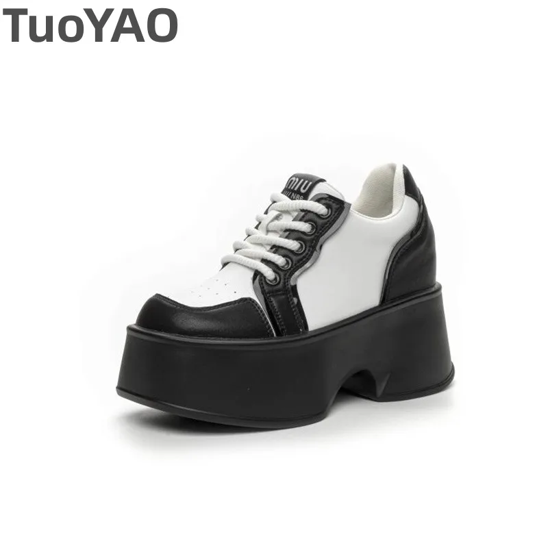 

11cm Platform Wedge Sneakers Chunky Shoes Cow Genuine Leather Women Sneakers New Fashion Summer Shoes Spring Autumn Walking