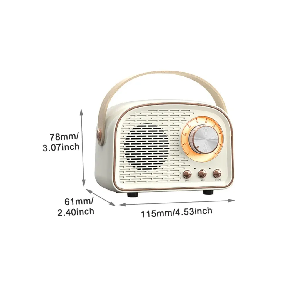 Retro Mini Radio Portable FM Receiver TWS Stereo BluetoothWireless Classical Music Player TF/AUX/USB MP3 with MIC