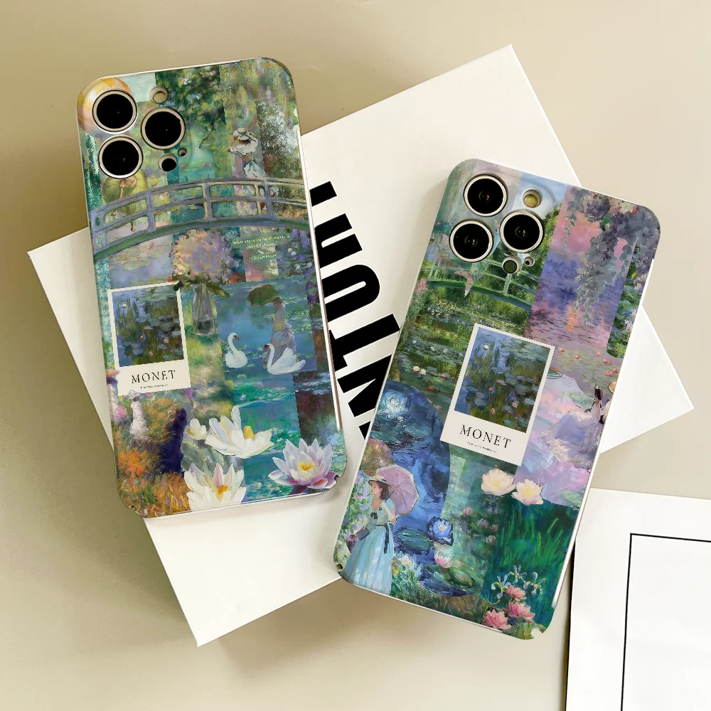 

Art M-Monet phone case FUNDA For IPhone 17 16 15 14 13 12 11 Plus Pro Max Mini Back Cover Hard cover Film shell