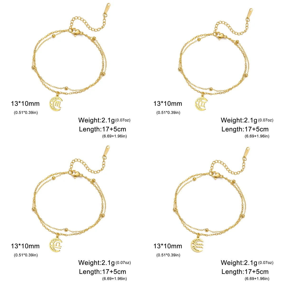 Kkjoy Hohl 12 Konstellation Phase Der Mond Armband Für Frauen Edelstahl Einstellbare Doppel Schicht Schmuck Geschenk Großhandel – Detail 8