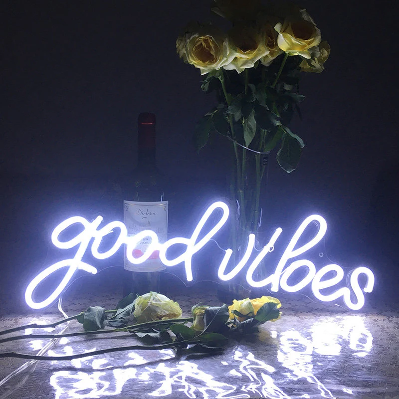 Good Vibes Only Neon Sign Light Good Vibes Acrylic Transparent Flex Party Home Decor Led Night Light Neon Sign Lamp for Bar