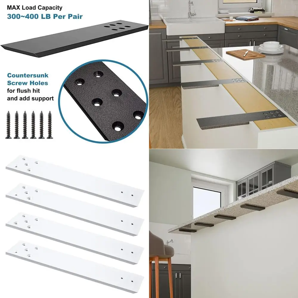 

Сверхмощные белые 4 шт. 18 скрытых кронштейнов для плавающих столешниц — опоры кварца, гранита, дерева, бетона в комплекте.