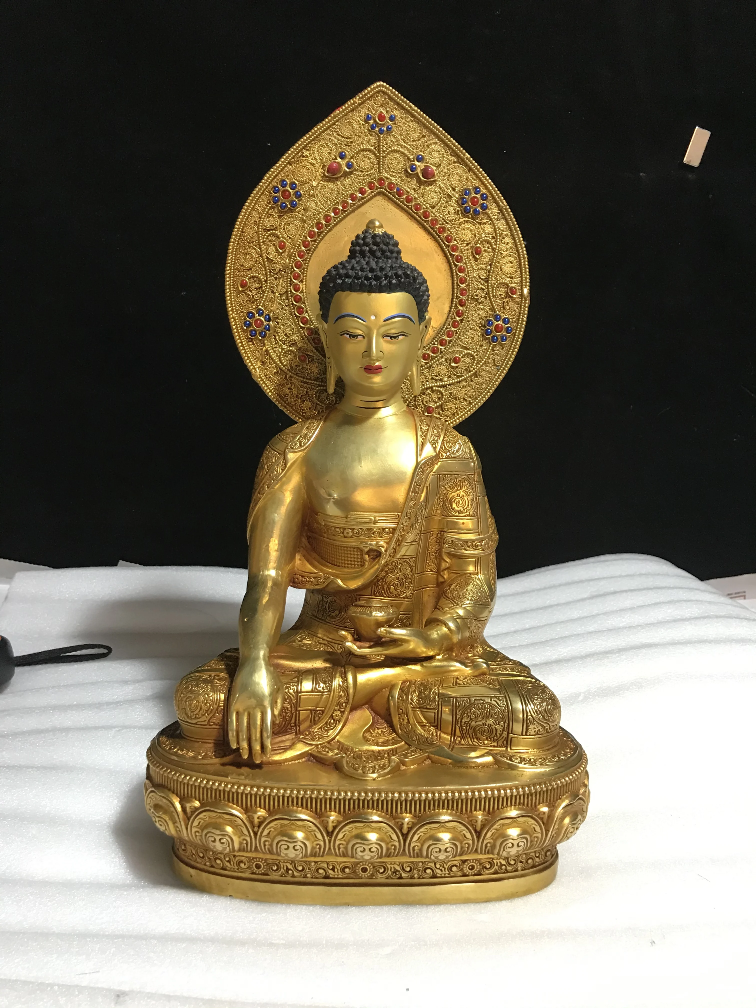 10-inch Tibetan tantric pure copper gilded Buddha statue of Sakyamuni brass 1-foot bronze ornaments