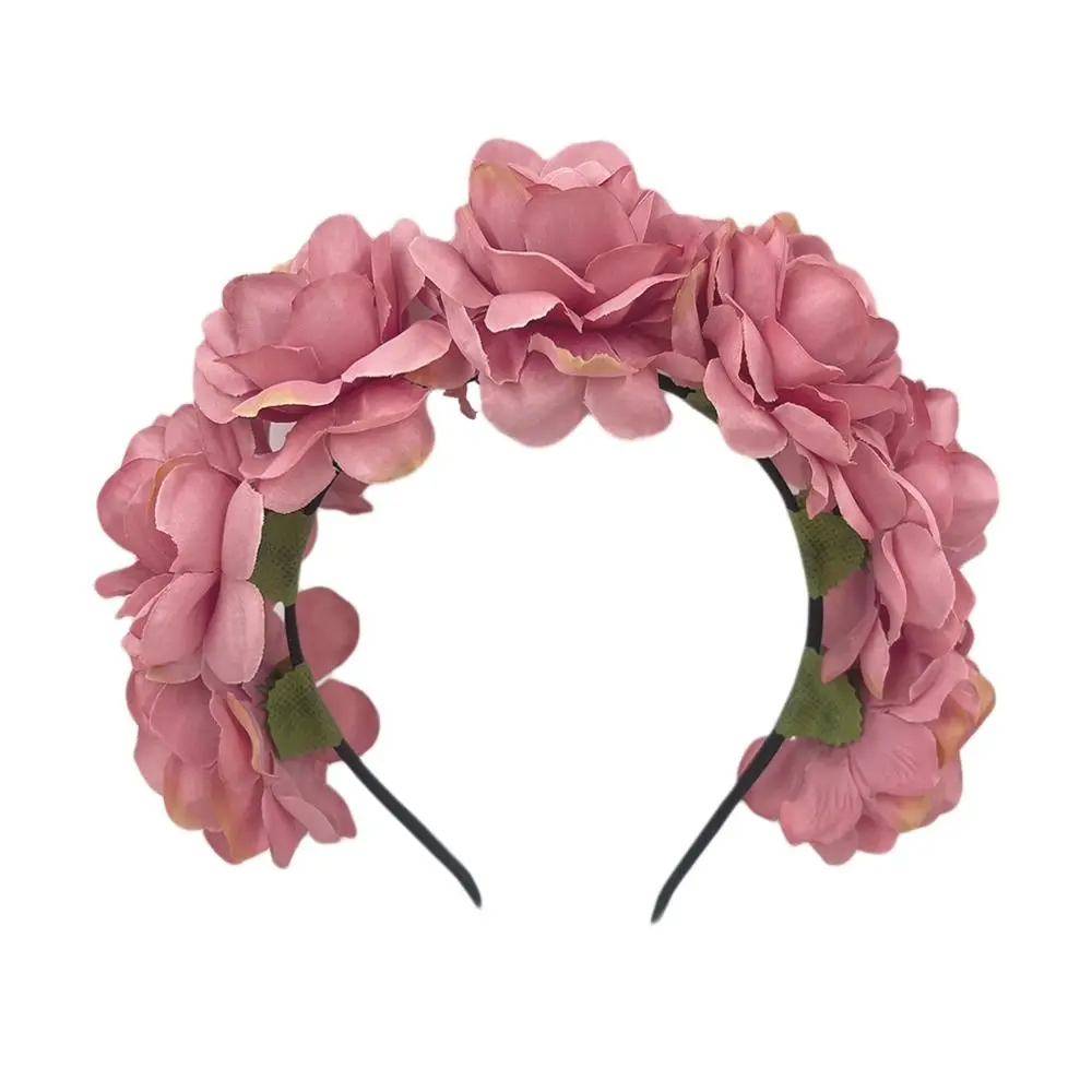 

Trendy Wedding Festivals Floral Crown Hairband Photo Props Bohemian Rose Flower Headpiece Hair Accessories for Women Girls