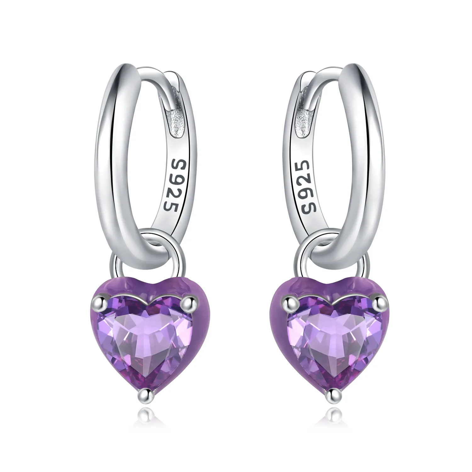 

MISEFF S925 Sterling Silver Earring Delicate Blue and Purple Heart Earring Original Jewelry Mother's Day Valentine's Day Gift