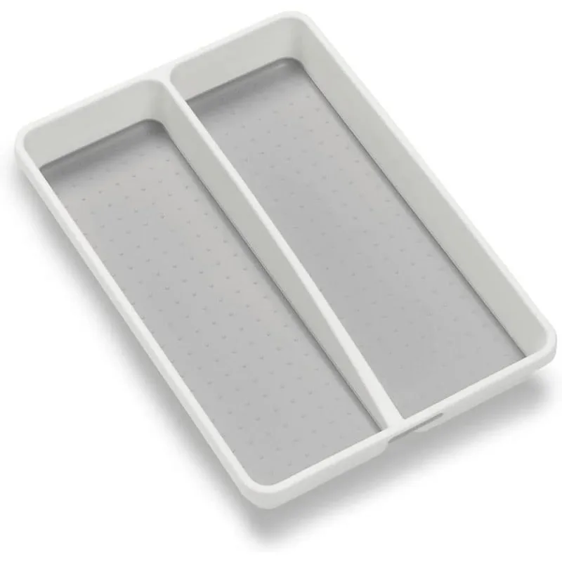 

Mini 2-Compartment Plastic Utensil Tray for Drawers, Multipurpose Storage Tray Drawer Organizer, White
