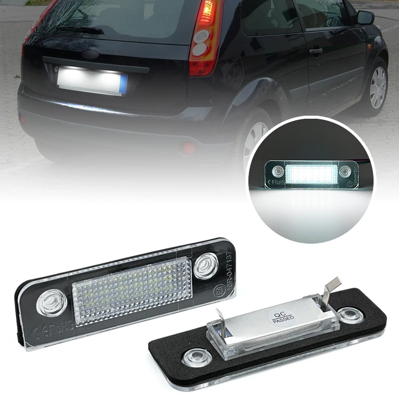 2Pcs White LED License Plate Light For Ford Fiesta MK5 2001-2010 Fusion 2002-2012 Mondeo 1996-2000 Number Plate Lamp