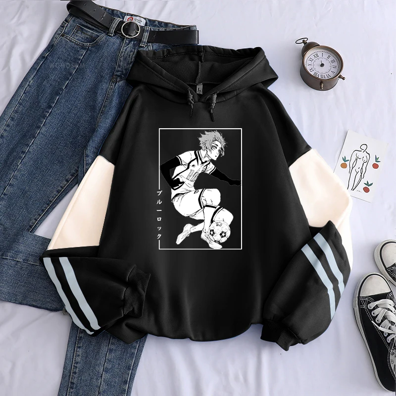 Japan Anime BLUE LOCK Itoshi Sae Graphic Print Hooded Men Women Patchwork Hoodies Plus Size Streetwear Harajuku Male Sweatshirt