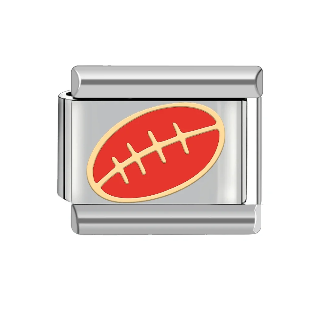 Sports Series Italian Charm Stainless Steel Bracelet 9mm Diy American Football Soccer Basketball