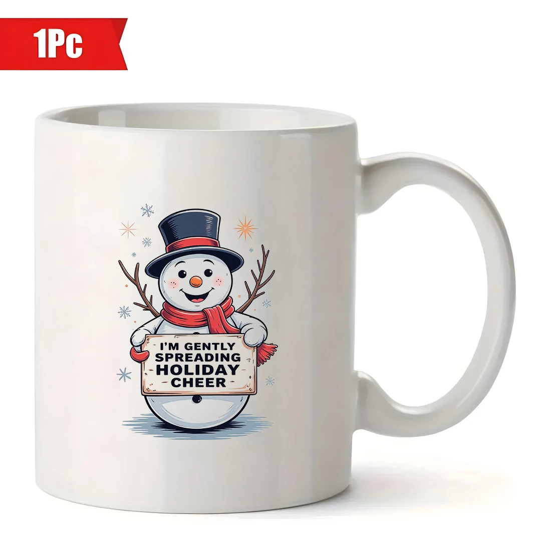 كوب رجل الثلج الكرتوني سعة 11 أونصة + هدية عيد الميلاد للأطفال كوب قهوة مكتب عائلي هدية إبداعية عصرية