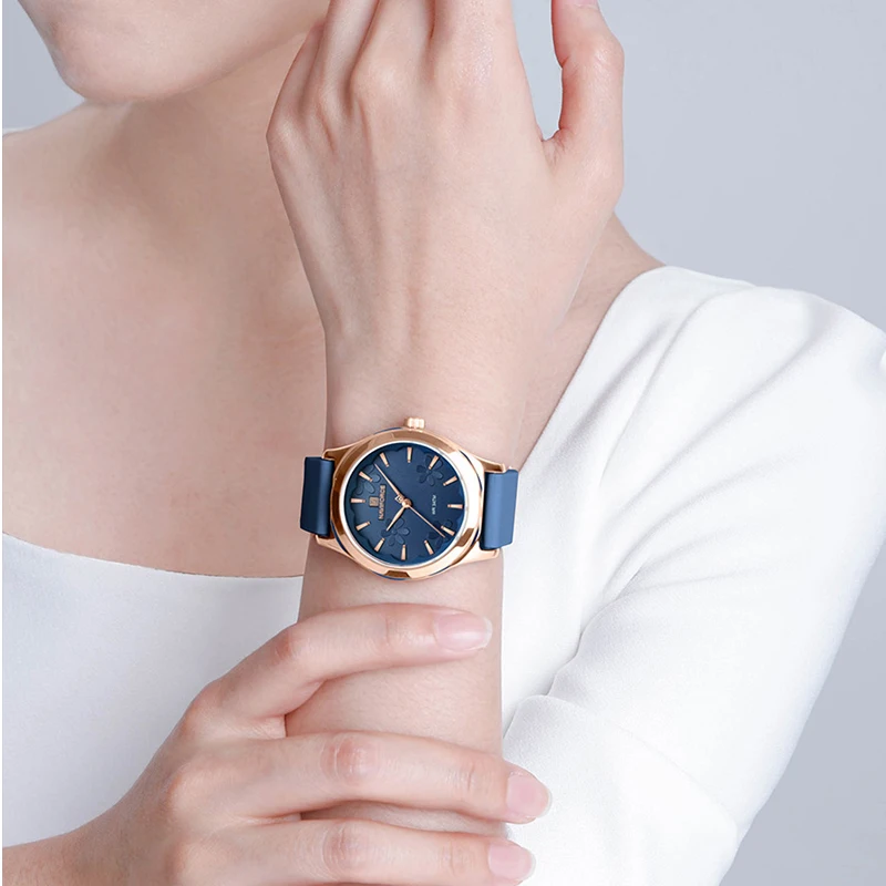 NAVIFORCE Unique Design Flower Dial Women Quartz Watch Silica Strap Fashion Luxury Waterproof ladies Wristwatch Relogio Feminino