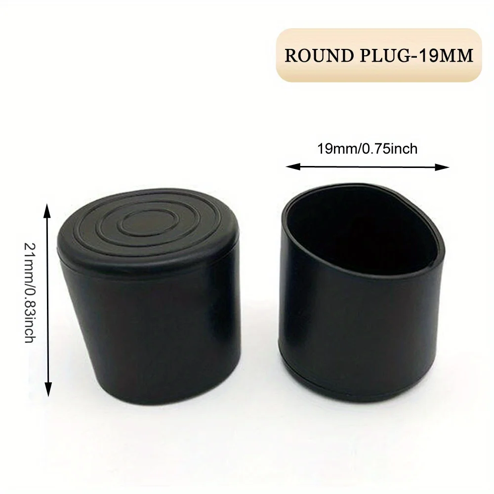 19mm round tube sleeve Plastic Tube Plug Rubber End Caps For Round Tubing Furniture Adjustable Threaded Footin
