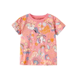 Camisetas con estampado de animales para niñas, ropa de bebé de manga corta, camisetas de verano