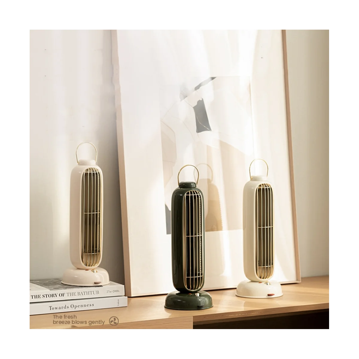 พัดลมทาวเวอร์ USB 3600MAh แบตเตอรี่ชาร์จน้ํามันหอมระเหย Leafless Tower พัดลมแบบพกพา Desktop Air Cooler Study -C