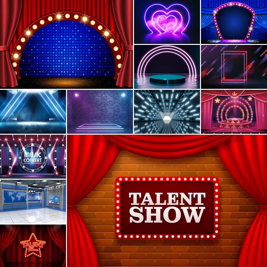 

MOON.QG Red Theater Curtain Music Stage Backdrop Baby Birthday Party Photography Background Kids Birthday Party Cinema Tv Show