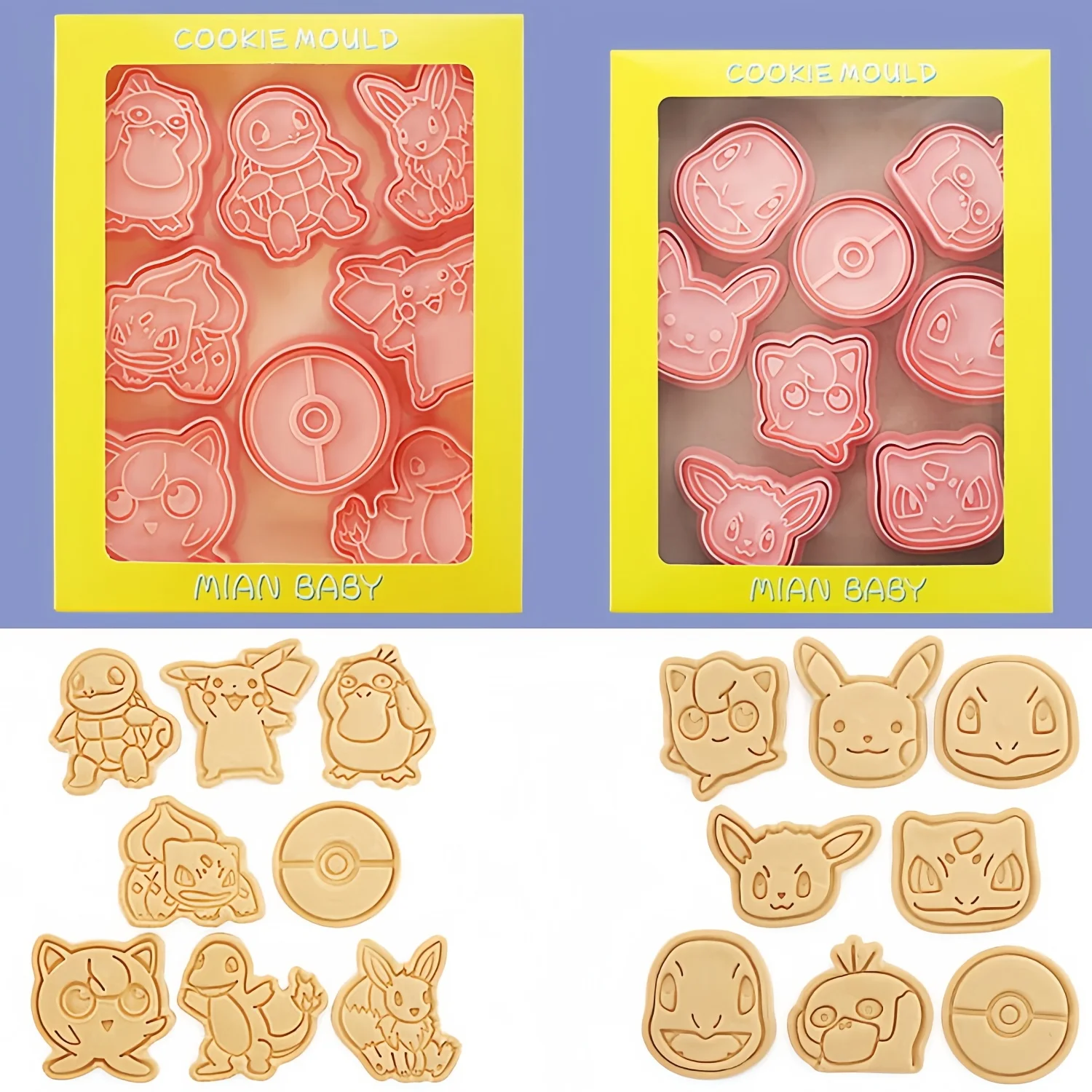 Pokemon Cartoon Cookies Mold Sets Pikachu Mold Biscuit Cake Chocolate Tools Cookie Baking Silicone Mold Kitchen DIY Baking Tools