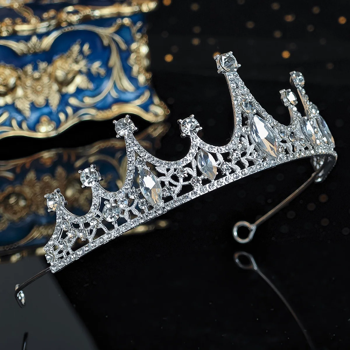 Silber Kristall Strass Prinzessin Kuchen Krone Braut Hochzeit Tiaras Geburtstag Party Mode Kopfschmuck Brautjungfer Geschenk für Frauen – Detail 12