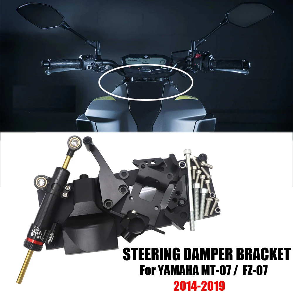 

MT-07 MT07 FZ-07 CNC Steering Damper Mounting Bracket Kit For Yamaha 2013 - 2019 2014 2015 2016 2017 2018