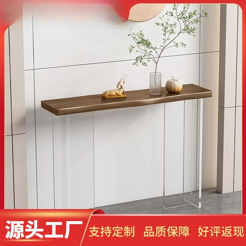 Modern simple acrylic art entrance table entry solid wood entrance table wabi sandy wind end view table against the wall