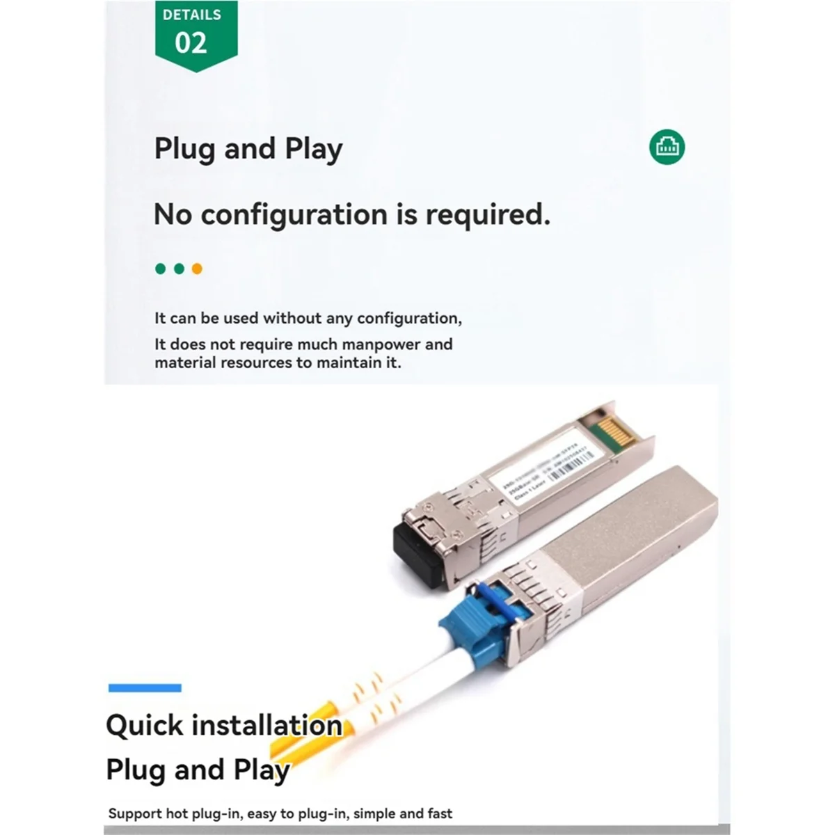 

A04V 2 шт. 10G SFP + оптоволоконный модуль 1310NM LC одномодовый двойной оптоволоконный трансивер, совместимый с сетевыми переключателями маршрутизатора, A