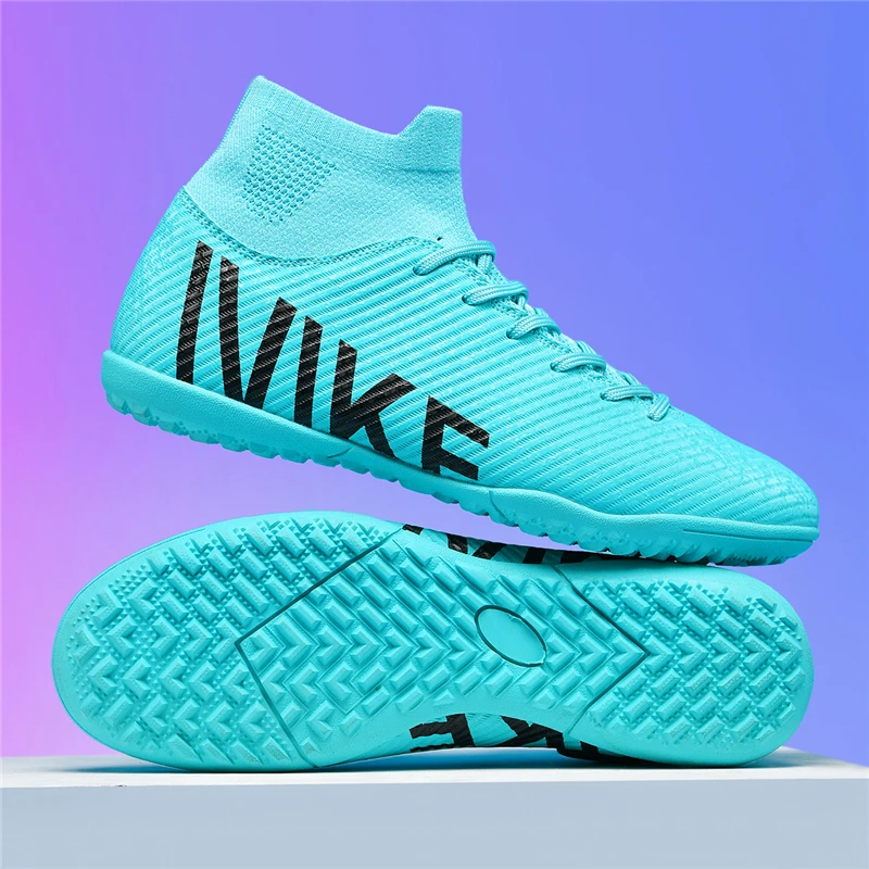 

A pair of children's four-season leather upper high-top studded soccer shoes, wear-resistant soccer shoes, sizes 34-46，YZ-2608-1