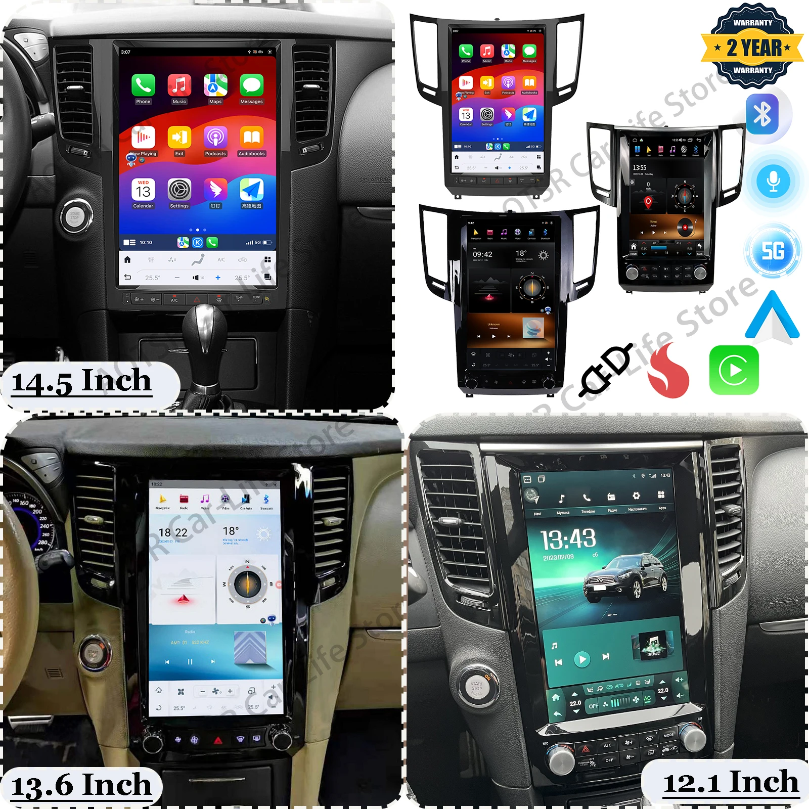 Qualcomm AI Voice Screen Android 13 For Infiniti FX25 FX35 FX37 2009~2012 Qx70 2013~2016 GPS Navigation Autostereo IPS Head Unit