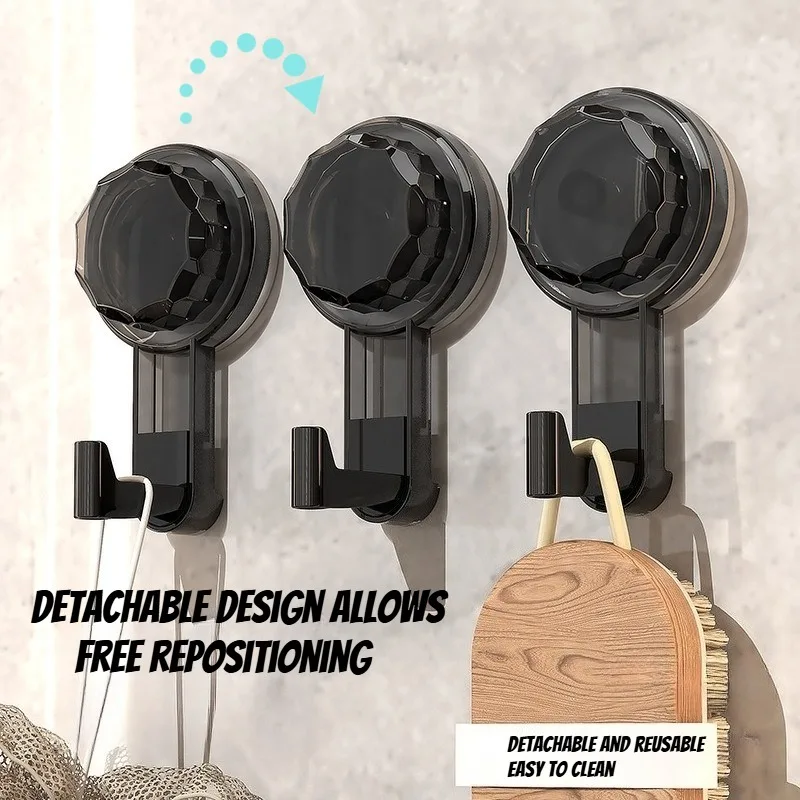 Powerful Suction Cup Hooks Nail-free Vacuum Reusable Storage Hook Heavy Duty Bathroom Kitchen Hanger Traceless Clothes Wall Hook