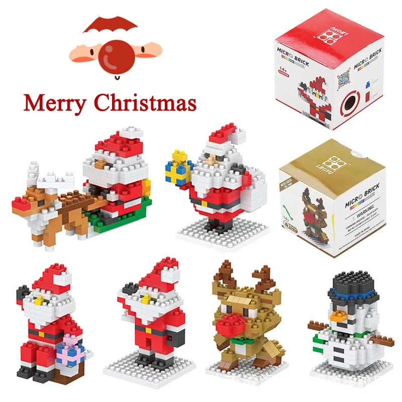 Christmas Series Building Block Toys DIY Santa Claus Elk Snowman Model Mini Assembly Bricks Children's Educational Toys Gifts