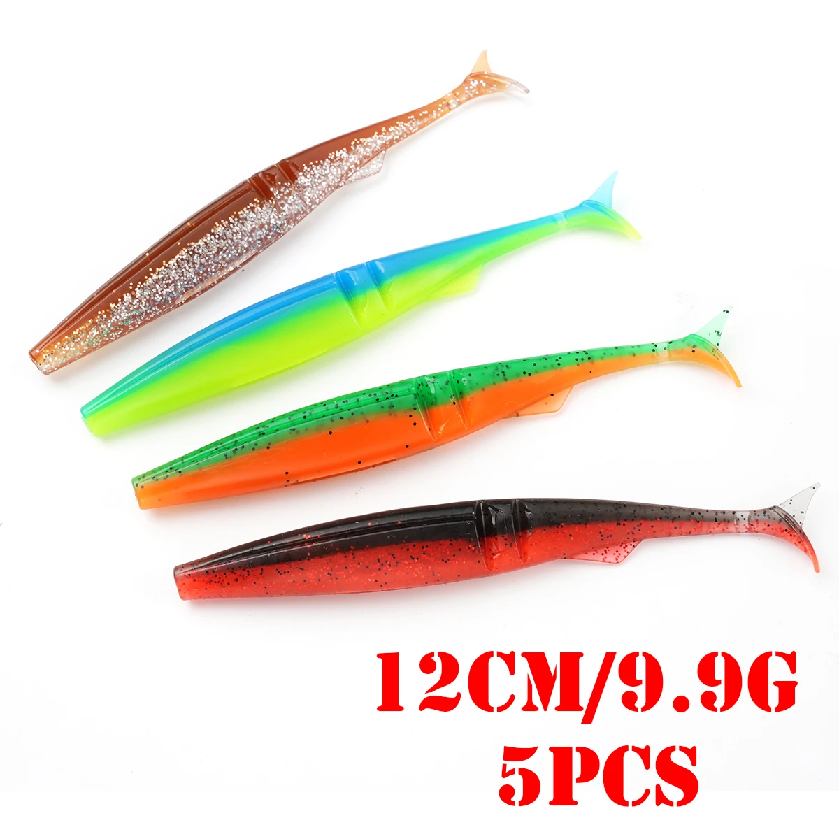 5 teile/paket Angeln Weicher Köder 120mm 9,9g Kunststoff T Schwanz Köder Künstliche Wurm Swimbait