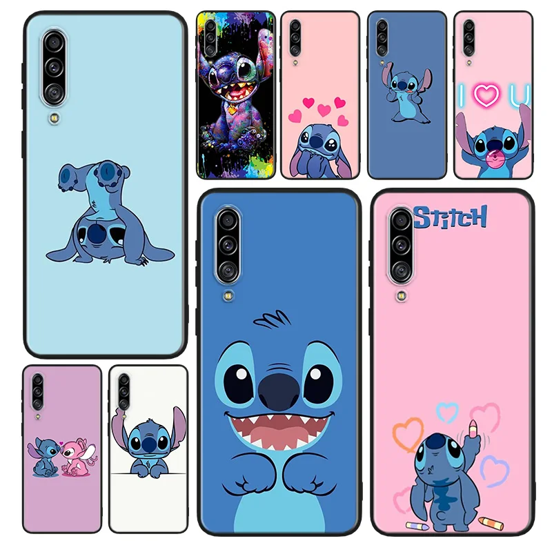 

Cute Stitch Animation Phone Case For Samsung A90 A80 A70S A60 A50S A30S A40 A2 Core A20E A20S A30 A10S Black Cover