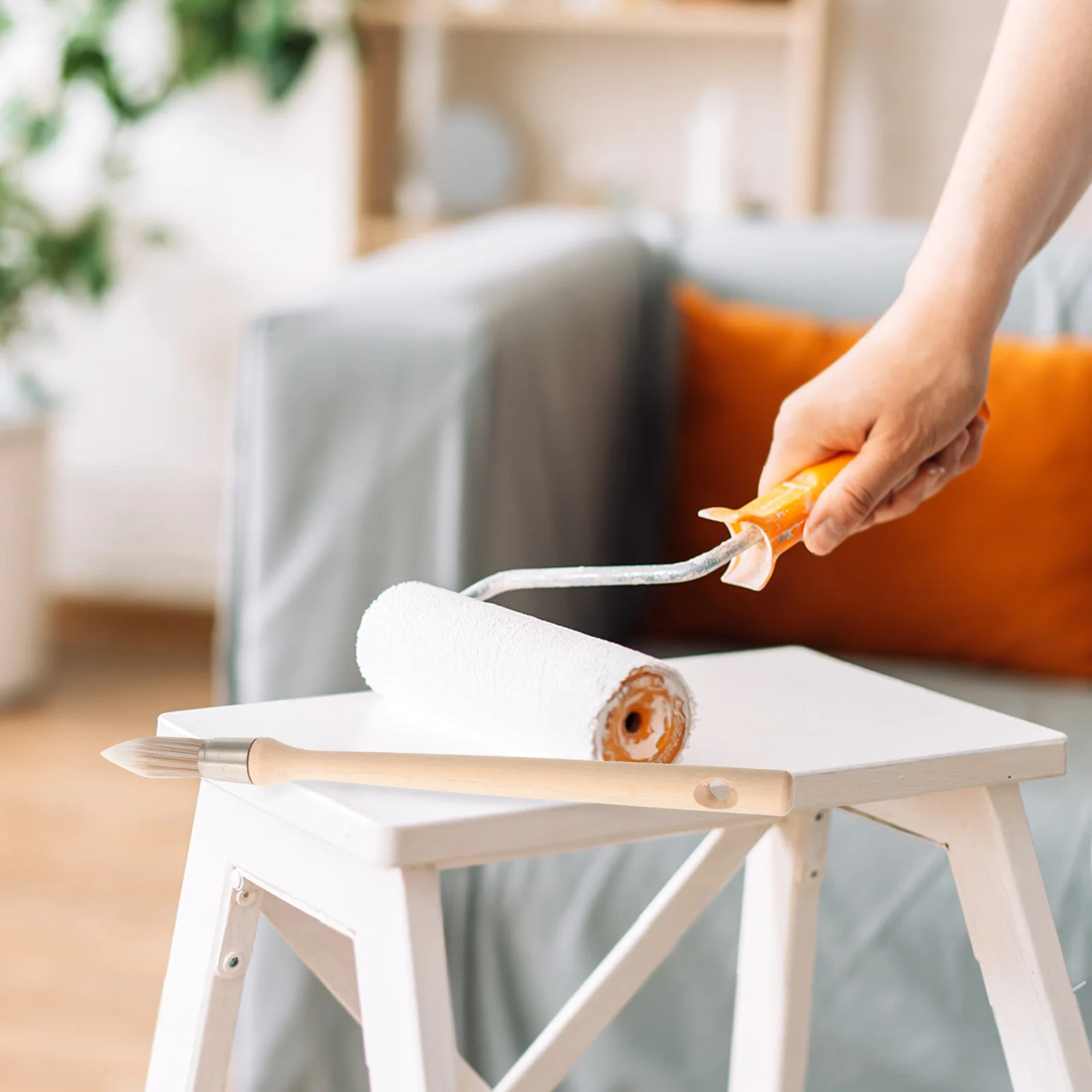 

Premium Wooden Handle Round Paint Brush Reusable Portable Small Brush For Painting Cleaning Durable Ergonomic Design