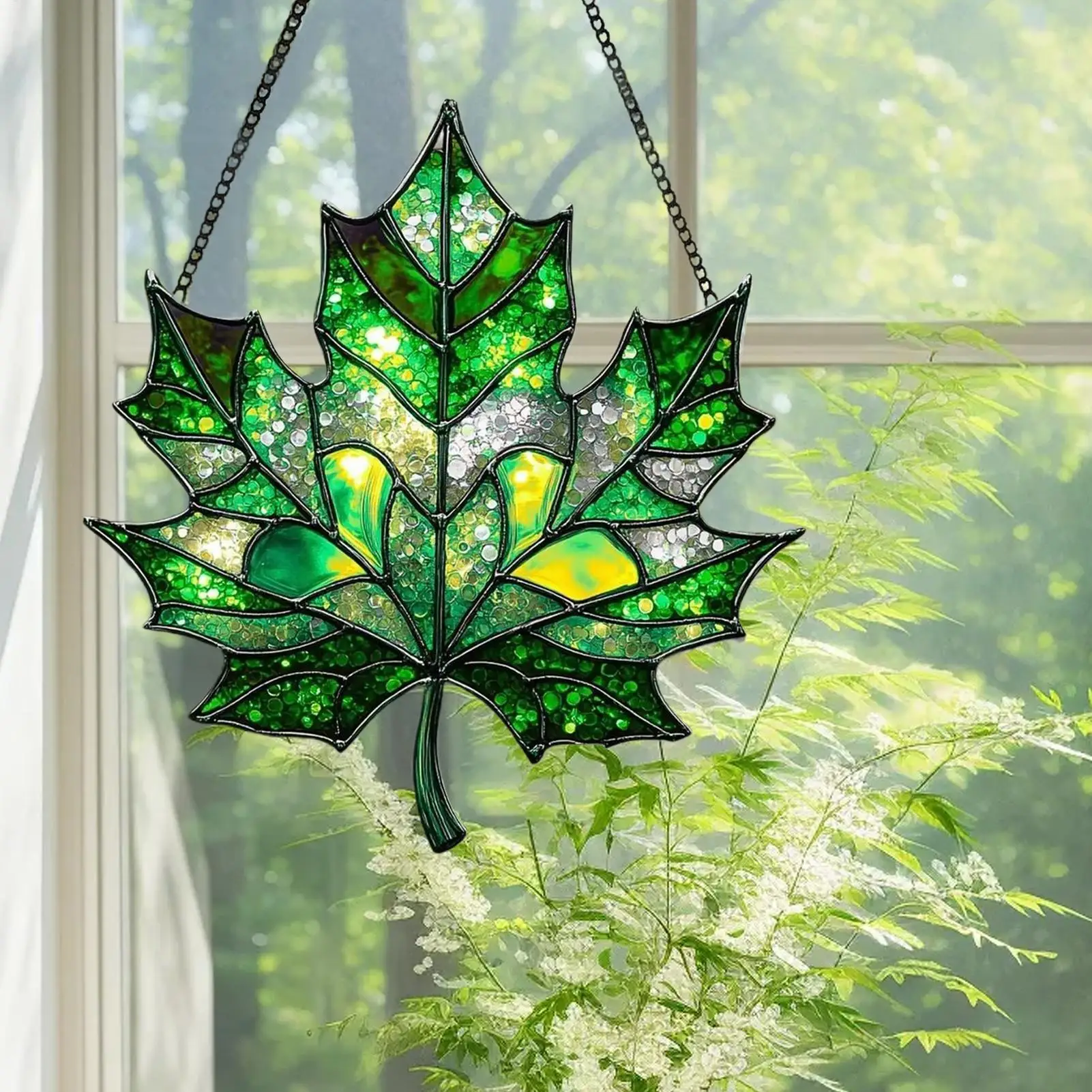 Lichtfänger für Fenster, 2D-Herbst-Ahornblätter, Acryl-Anhänger, Sonnenfänger, ästhetische Wandhandwerk, Anhänger, Thanksgiving-Dekoration