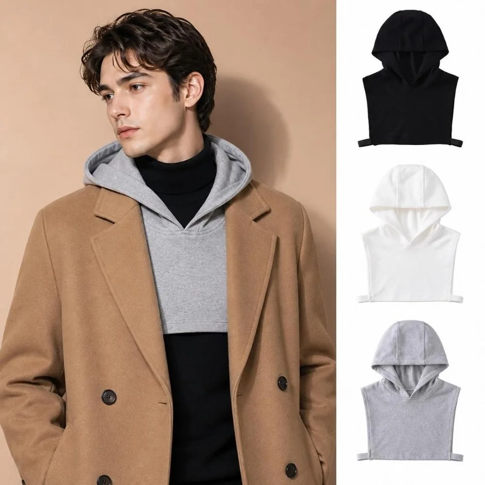 Single-sided Fleece Fake Hood Collar Sleeveless Design Soft Cotton Spandex Decorative Hood Insert Classic Color No Drawstring