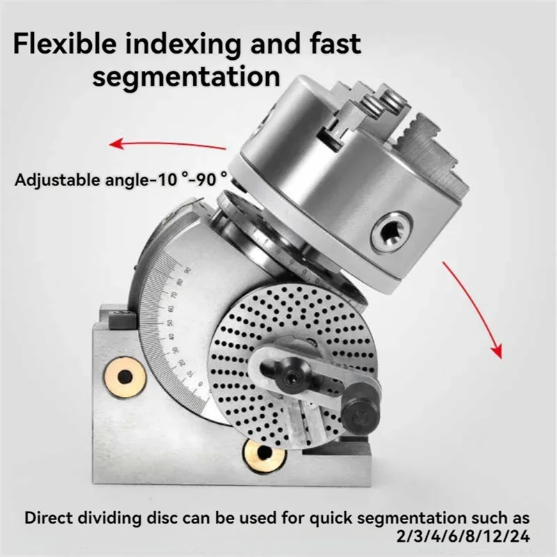 4-Inch Universal Dividing Head - CNC Compatible Indexing Head for Milling Machines w/3-Jaw Chuck & Tailstock
