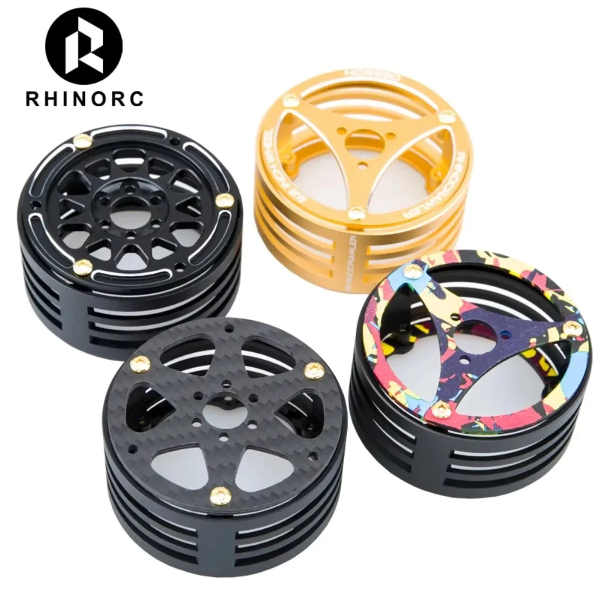 Rhino Carbon Fiber Aluminum 2.2 inch Performance LightWeight RC Car Crawler Wheel Axial SCX10 RBX10 RR10 Wraith MOA