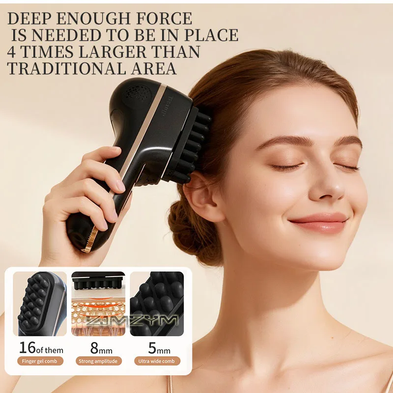 Electric Scalp Massage Comb Rechargeable Vibration Head Massager with Red Light Handheld Hair Scalp Massager for Head Relaxation