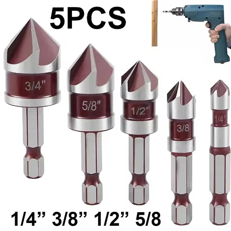 

Широко используемый открывалка для отверстий, сверло для снятия фаски, шестигранный хвостовик, набор сверл для деревообработки, инструмент для снятия заусенцев с 5-зубой, инструмент для снятия фаски, столяр