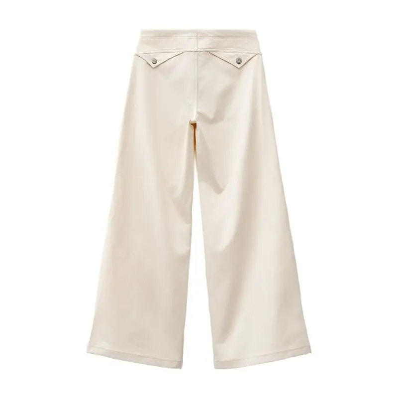 Maden المرأة الأبيض السراويل البضائع غير رسمية العاج في الهواء الطلق Trackpants واسعة الساق فضفاضة مستقيم بنطلون مع مطوي الركبة لفصل الخريف #6