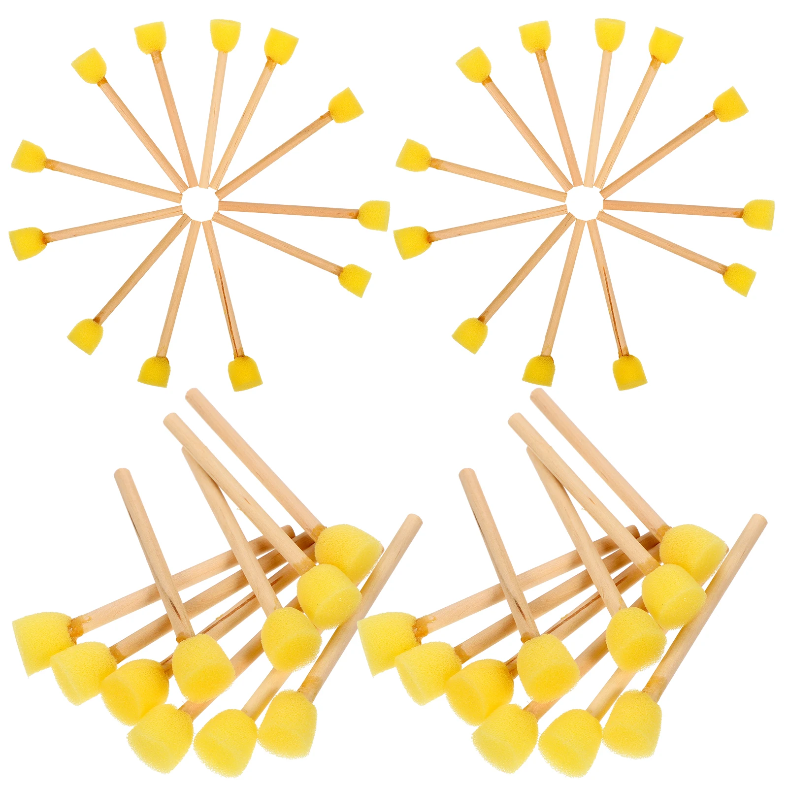 

100pcs Wooden Handle Paint Brushes Round Sponge 1.5cm for Kids Finger Painting Craft Sponges Art Tools Drawing Supplies
