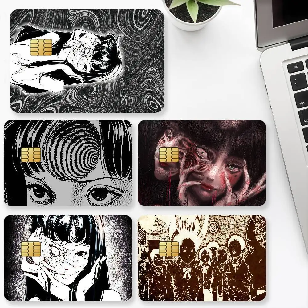 Japanese Junji Ito Tomie Credit Card for Bank Debit Decorative Protection 4PCS Anti-scratch Waterproof Stickers Bus Subway