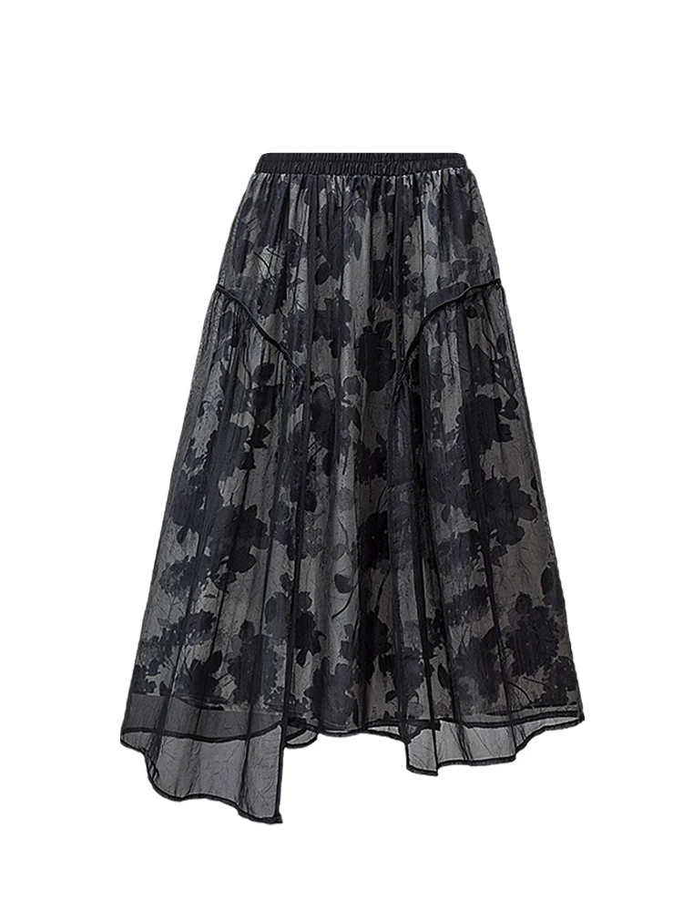 Jupe Design en Tulle et maille pour femmes, ample, grande taille, assortie à tout, jupe trapèze, décontractée, taille haute, en mousseline de soie, été