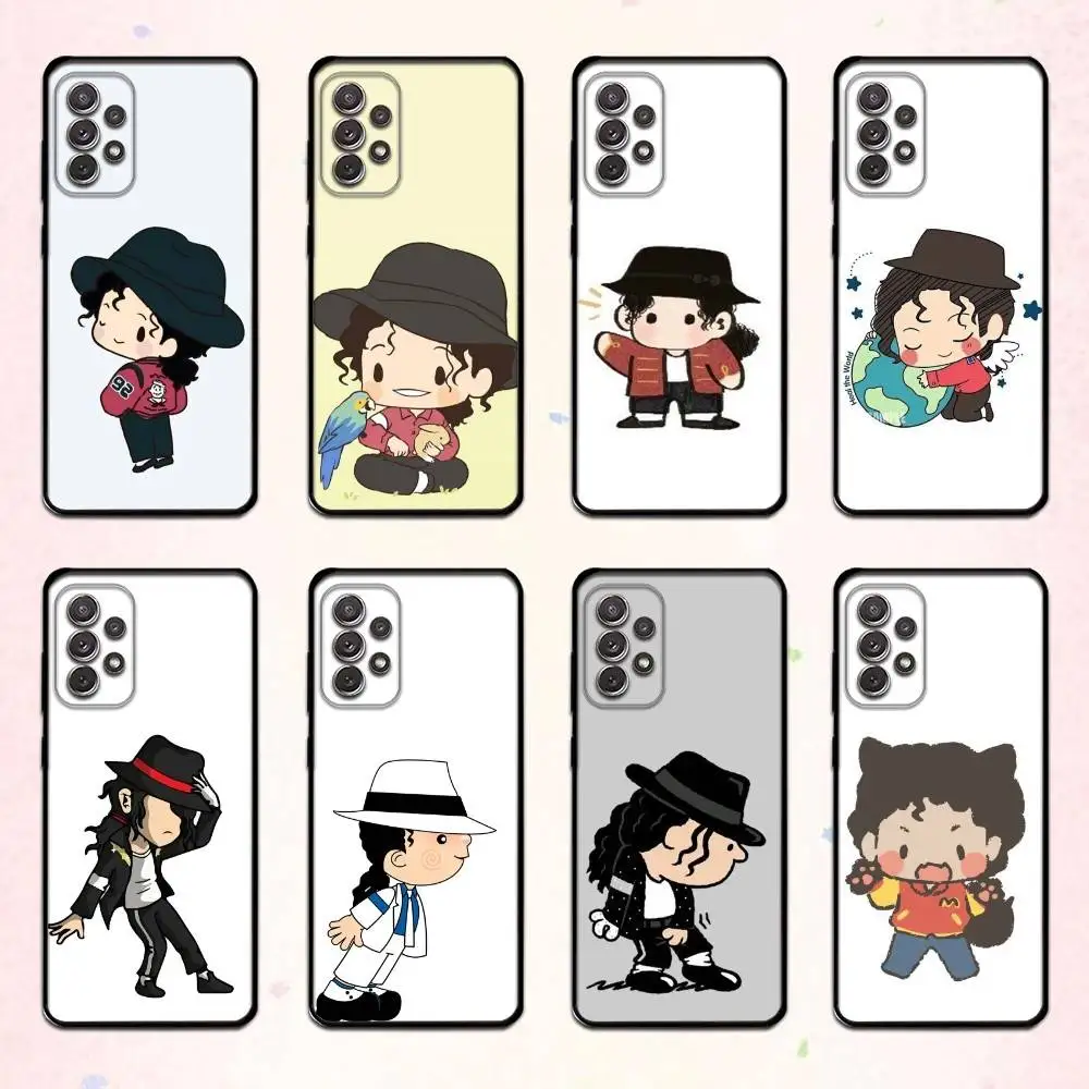 Cute Cartoon M-Michael J-Jackson   Phone Case For Samsung S 25,24,23,22,30,21,10,9,Ultra,Plus,Lite,FE,4,5 G Soft Black Case