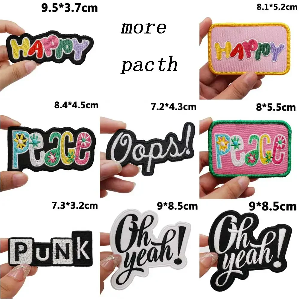 Fun Text Embroidered Patches Applique Sewing Label punk biker Band Rock Clothes Badges with hook backing