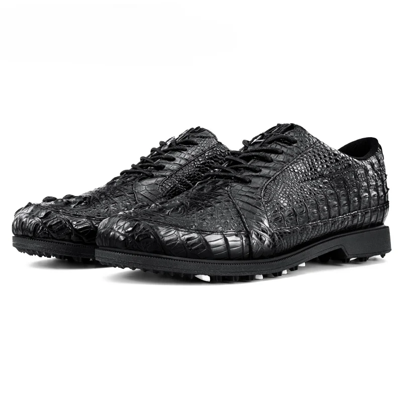 premium leather golf shoes spikes rubber waterproof golf shoe for men