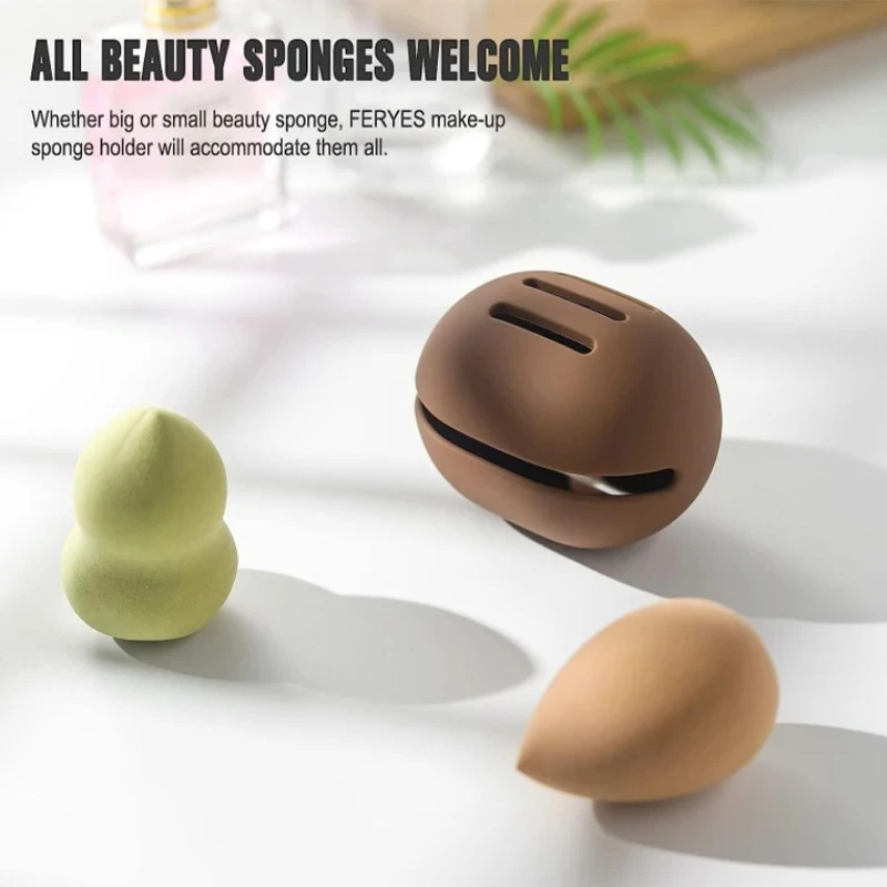 Suporte De Esponja De Maquiagem De Silicone Ecológico, Caso De Armazenamento De Beleza Multi-buraco, Travel Portable Cosmetic Puff Box